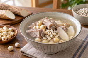 四神湯與蓮子淮山食材料理示意圖
