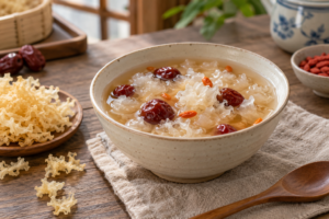 白木耳紅棗甜湯與乾白木耳料理示意圖